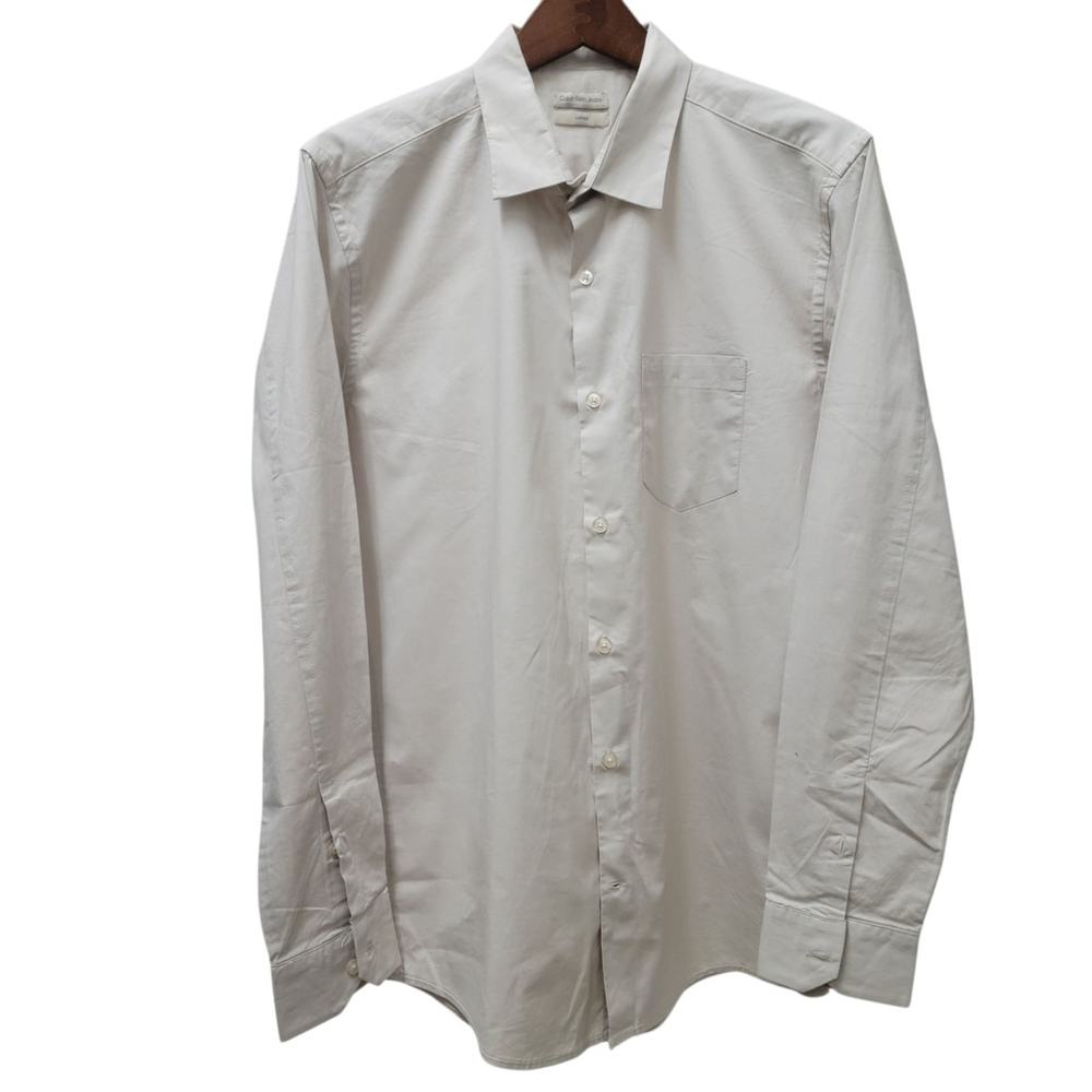 Calvin Klein Men's Fitted Long-Sleeves Button-Up Shirt Size Large Excellent...